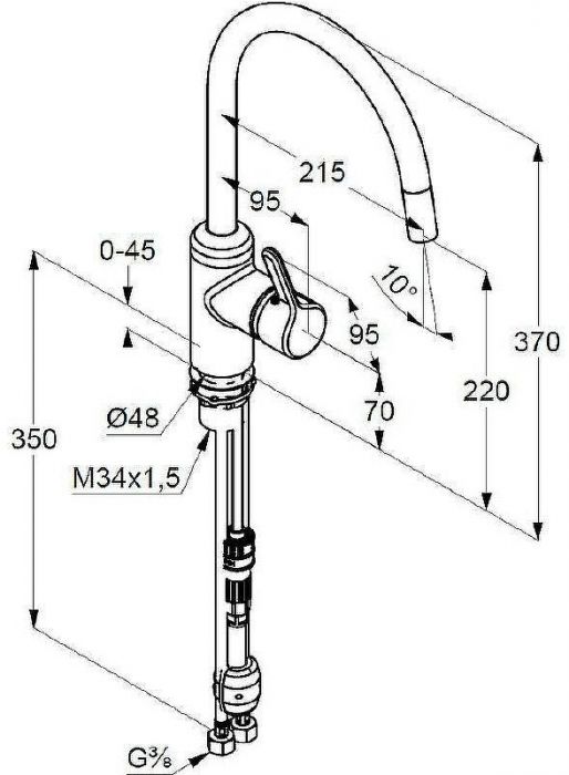 Смеситель для кухни Kludi Bozz 428513978 Черный матовый