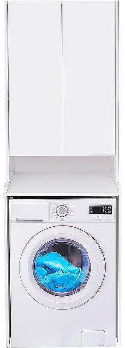 Шкаф пенал Aquaton Лондри 60 1A260503LH010 над стиральной машиной Белый глянец