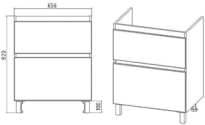 Тумба под раковину VIANT Мальта 70 VMAL70CO-T2Y Белая Дуб Вотан