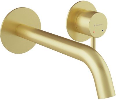 Смеситель для раковины настенного монтажа со скрытой частью AQUEDUTO CANO,  шлифованное золото (CAN0450)