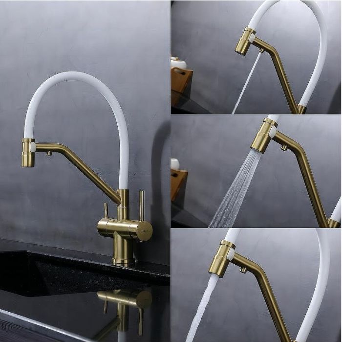 Смеситель для кухни Splenka S70.62.03 Золото матовое Белый