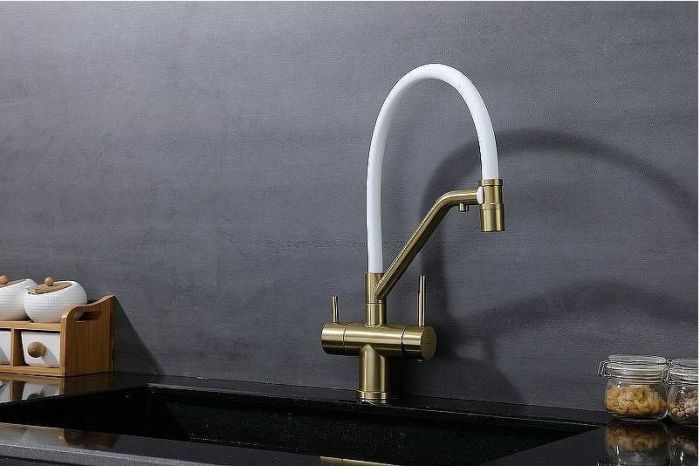 Смеситель для кухни Splenka S70.62.03 Золото матовое Белый