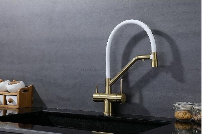 Смеситель для кухни Splenka S70.62.03 Золото матовое Белый