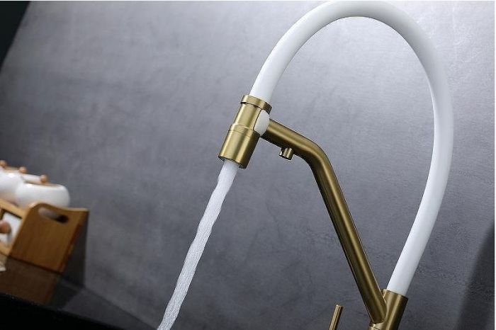 Смеситель для кухни Splenka S70.62.03 Золото матовое Белый