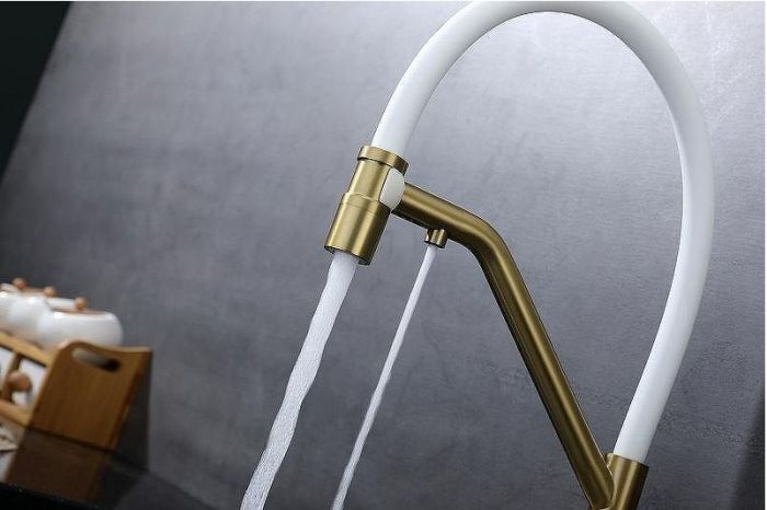 Смеситель для кухни Splenka S70.62.03 Золото матовое Белый