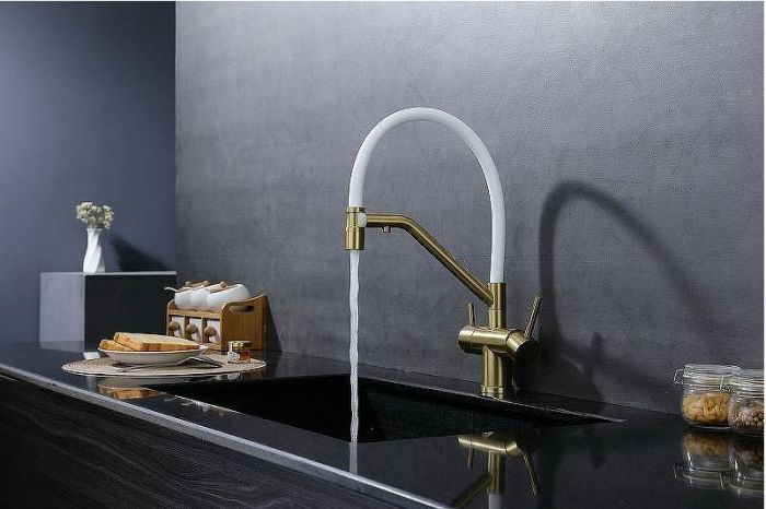 Смеситель для кухни Splenka S70.62.03 Золото матовое Белый