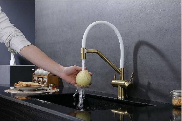 Смеситель для кухни Splenka S70.62.03 Золото матовое Белый