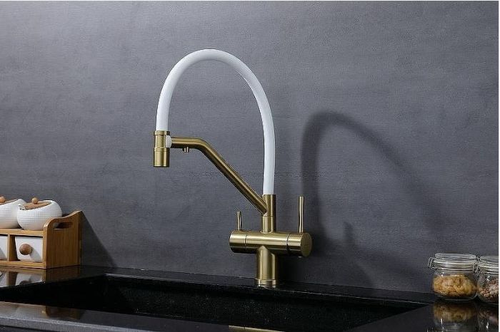 Смеситель для кухни Splenka S70.62.03 Золото матовое Белый