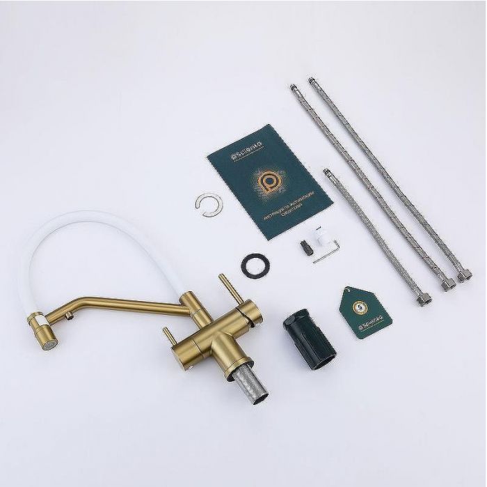 Смеситель для кухни Splenka S70.62.03 Золото матовое Белый