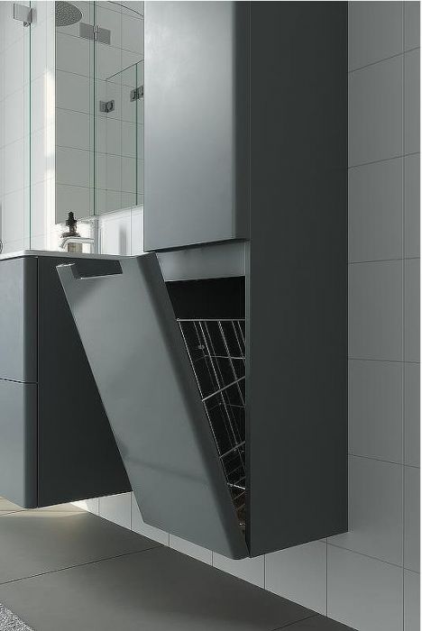Шкаф пенал Creto Bravo 35 22-BrG35 подвесной с бельевой корзиной Серый