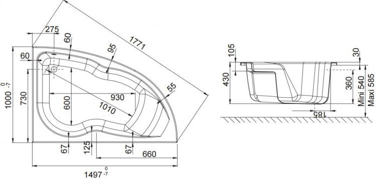 Акриловая ванна Jacob Delafon Micromega Duo 150x100 E60219RU-00