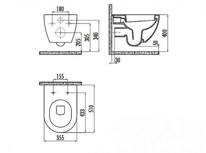 Унитаз биде Creavit Free FE320-00SM00E-0000 подвесной Черный матовый без сиденья