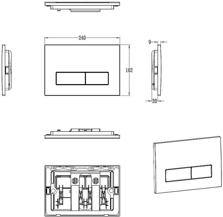 Клавиша смыва Wonzon & Woghand WW-IB224-MB цвет Черный матовый