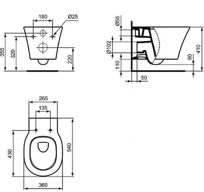 Унитаз Ideal Standard Connect Air E0054V3 подвесной Черный шелк без сиденья