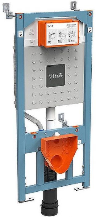 Комплект унитаза с инсталляцией Vitra S50 Rim-Ex 9003B003-7201 с сиденьем Микролифт и клавишей смыва Хром глянцевый