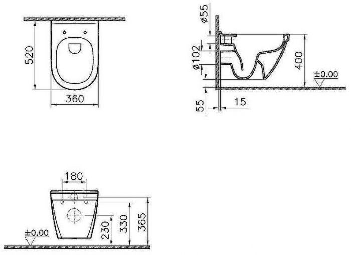 Комплект унитаза с инсталляцией Vitra S50 Rim-Ex 9003B003-7201 с сиденьем Микролифт и клавишей смыва Хром глянцевый