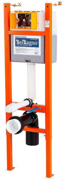 Комплект унитаза с инсталляцией BelBagno Onda BB066CHR/BB870SC/BB004-40 EXPERT/BB014-SR-BIANCO с сиденьем Микролифт и Белой клавишей смыва