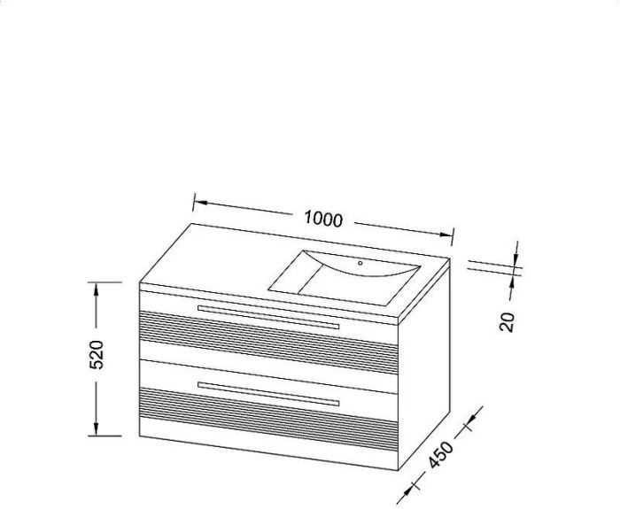Тумба с раковиной SanVit Соната-2 100 ksonata2100L подвесная цвет Белый
