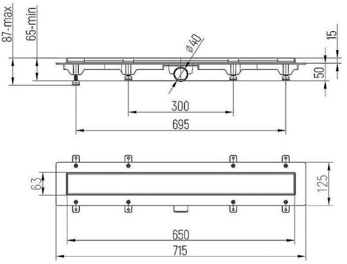 Душевой лоток Paini Klasik 650 CH650KN2 с решеткой под плитку