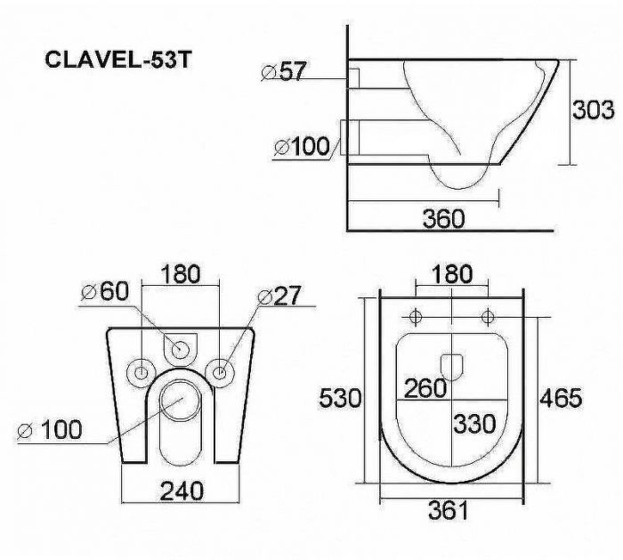 Унитаз Esbano Clavel-53T ESUPCLAV53TW подвесной с сиденьем Микролифт