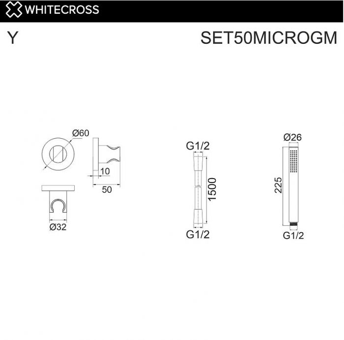 Душевой гарнитур Whitecross Y gunmetal SET50MICROGM цвет Оружейная сталь