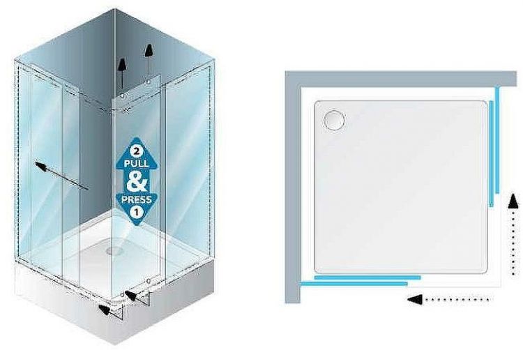 Душевой уголок Kolpa San Eco Quat TKK 90x90 538560 профиль Хром стекло прозрачное