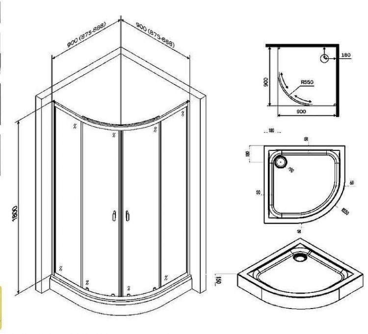 Душевой уголок AM.PM X-Joy Twin Slide 90х90 W88E-205-090BT64 профиль Черный матовый стекло прозрачное Душевой уголок AM.PM X-Joy Twin Slide 90х90 W88E-205-090BT64 профиль Черный матовый стекло прозрачное
