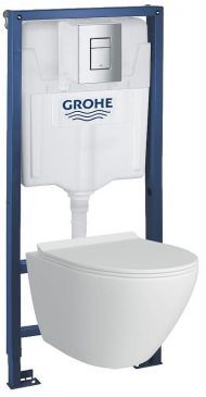 Комплект унитаза с инсталляцией Grohe Rapid SL 39183001 цвет Белый с сиденьем Микролифт и клавишей смыва цвет Хром
