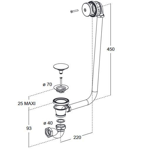 Слив-перелив для ванны Jacob Delafon Cleo E7807-CP, хром Слив-перелив для ванны Jacob Delafon Cleo E7807-CP, хром
