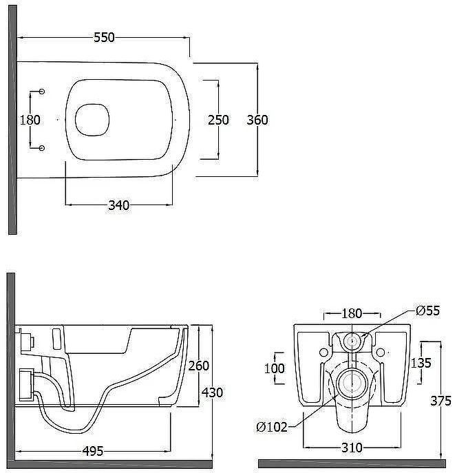 Унитаз Kludi Resa S 27WCSET39 подвесной цвет Черный матовый с сиденьем Микролифт