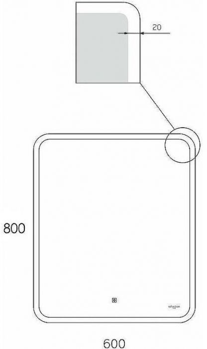 Зеркало Reflexion Blink 600x800 RF6041BK с подсветкой с сенсорным выключателем и диммером