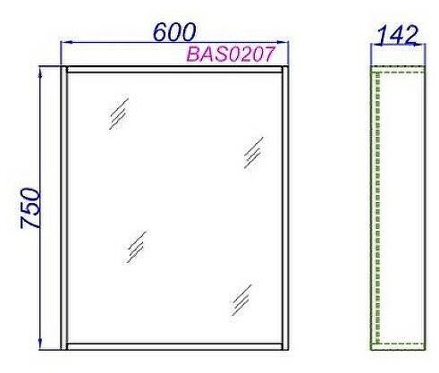Зеркало Aqwella Basic 60 BAS0207DZ Дуб золотой