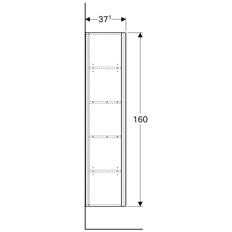 Пенал для ванной Geberit Citterio боковой, 40х160х37.1, светлый дуб, бежевое стекло [500.554.JI.1]
