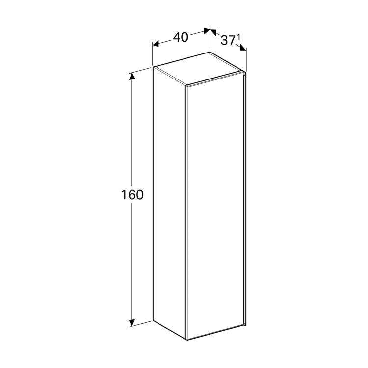 Пенал для ванной Geberit Citterio боковой, 40х160х37.1, светлый дуб, бежевое стекло [500.554.JI.1]