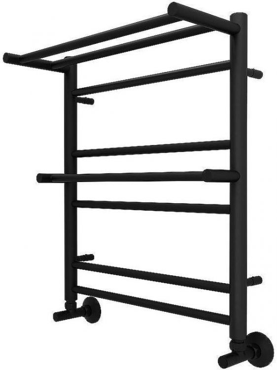 Водяной полотенцесушитель Aquatek Альфа П7 500x600 AQ RRP0760BL с полкой Черный муар