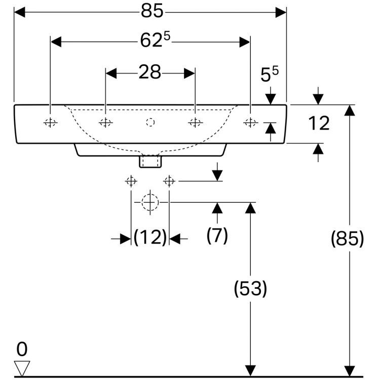 Раковина Geberit Renova Nr.1 Plan, 122185000 Раковина Geberit Renova Nr.1 Plan, 122185000