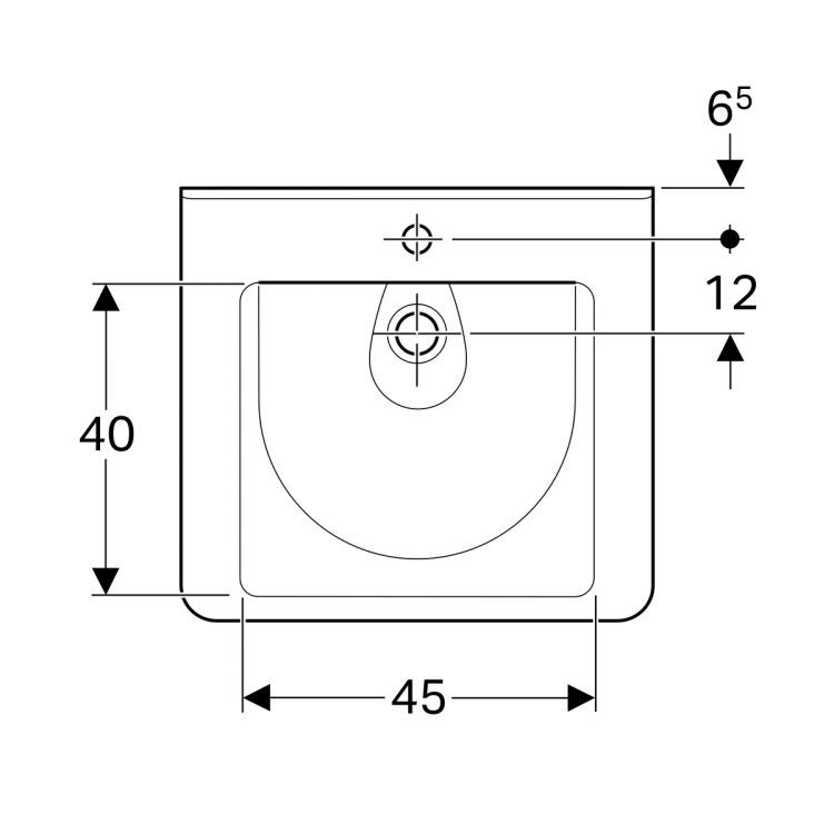 Раковина Geberit Renova Comfort 60х52.5 см, с отверстием под смеситель, без перелива [128662000]