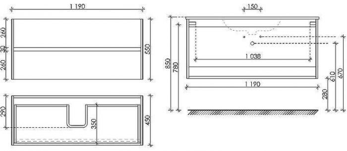 Тумба под раковину Sancos Urban 120 UR120-1EG подвесная Дуб Галифакс натуральный
