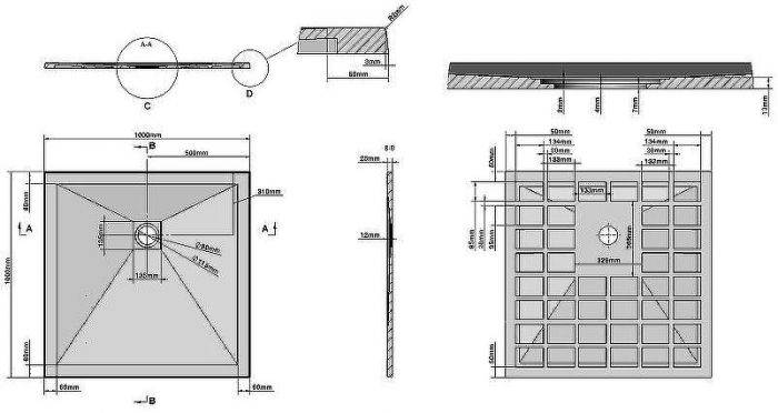 Душевой поддон из искусственного камня Grossman Strong 100x100 GR-S1100100Q Белый