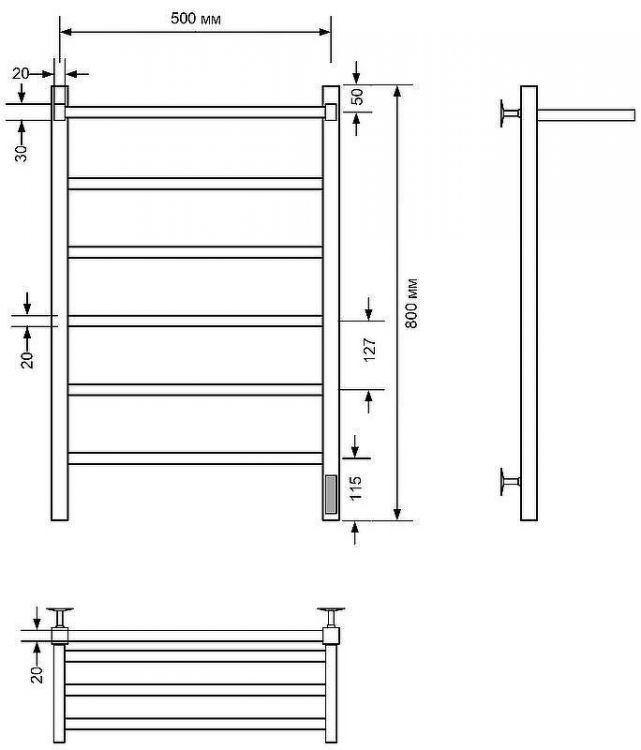 Электрический полотенцесушитель Comfysan Marte-K EC-6 80x50 012632 с полкой Черный матовый