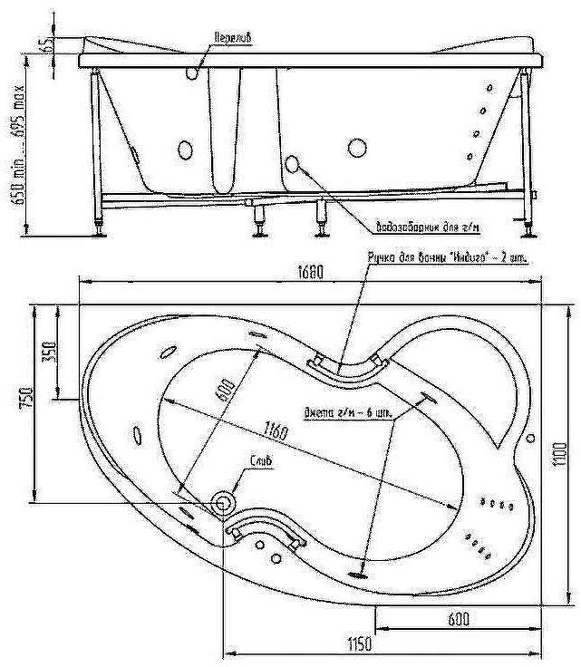 Акриловая ванна BellSan Индиго 168x110 L 4627171530257 без гидромассажа