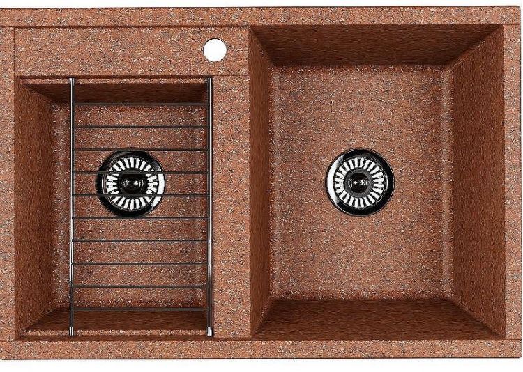 Кухонная мойка Aquaton Делия 78 DBL 1A723132DE270 Терракотовая Кухонная мойка Aquaton Делия 78 DBL 1A723132DE270 Терракотовая