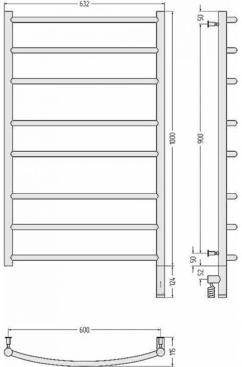 Электрический полотенцесушитель Сунержа Галант 3.0 1000x600 R 31-5801-1060 Черный матовый