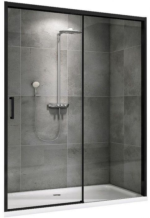 Душевая дверь Abber Komfort 160 AG93160B профиль Черный стекло прозрачное