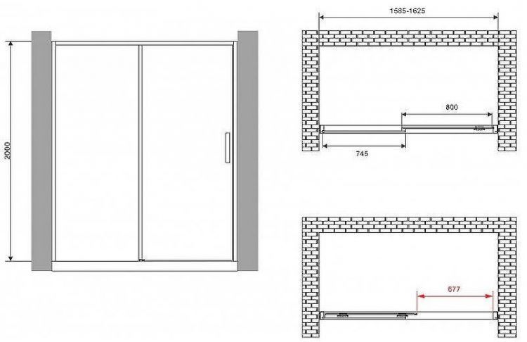Душевая дверь Abber Komfort 160 AG93160B профиль Черный стекло прозрачное Душевая дверь Abber Komfort 160 AG93160B профиль Черный стекло прозрачное