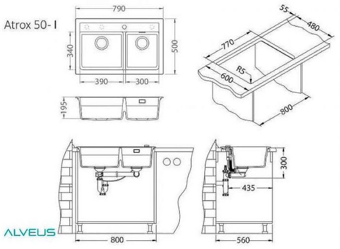 Кухонная мойка Alveus Granital Atrox 50 Terra G22 790x500 1131999 Песчаная