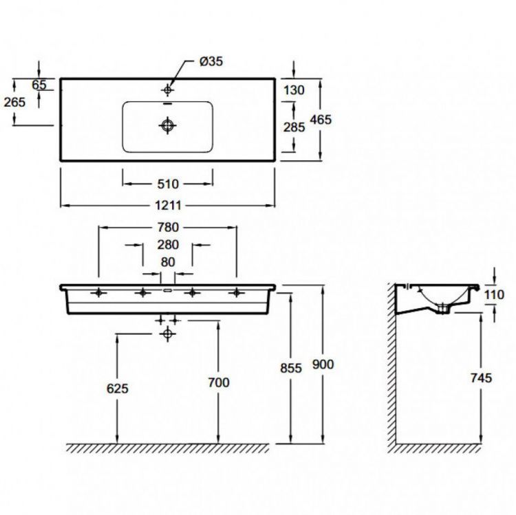Раковина Jacob Delafon Vox 120 см EB2101-DD1 Раковина Jacob Delafon Vox 120 см EB2101-DD1