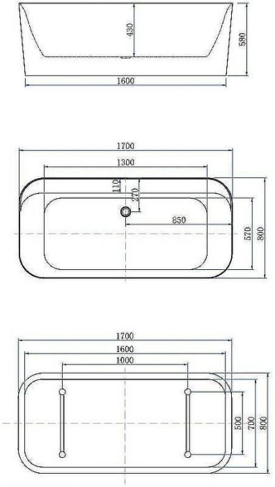 Акриловая ванна Allen Brau Infinity 1 170x80 2.21001.20 без гидромассажа