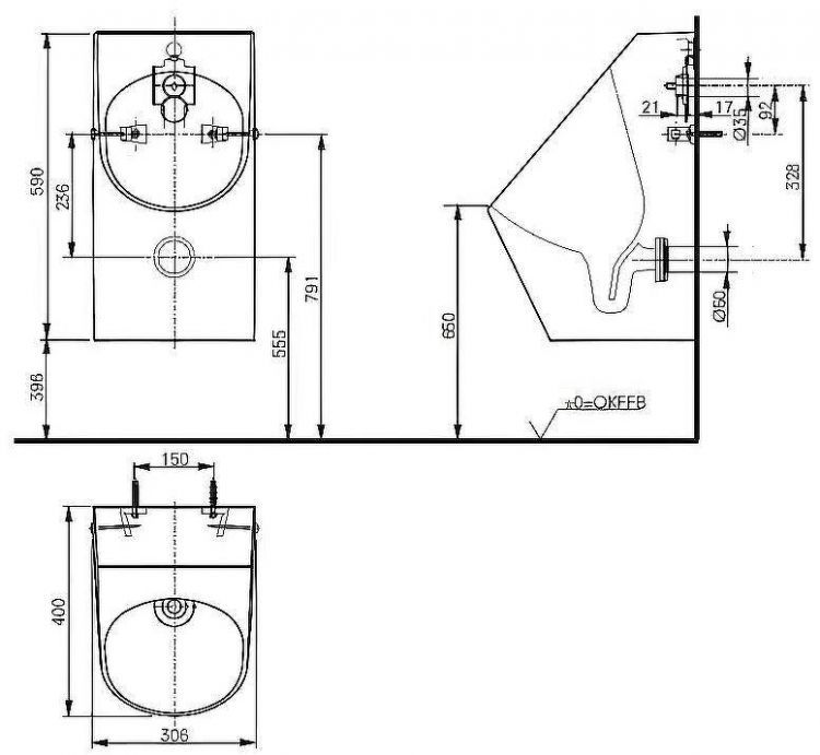 Писсуар Toto Public UWN926EBS#XW подвесной Белый