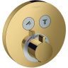 Hansgrohe Showerselect S Смеситель для душа, встраиваемый, термостатический, с 2 запорными кнопками, внешняя часть, цвет: полированное золото